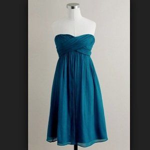JCrew Taryn Silk Chiffon Dress $250 Strapless Goddess Matisse Mini 14,12P, 2, 0P